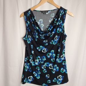 Jessica sleeveless flowered drape front top